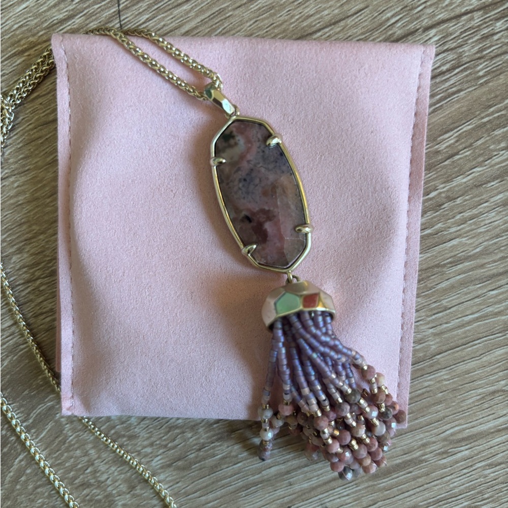 Kendra Scott pink and gold signature necklace